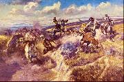 Charles M Russell Tight Dalley and a Loose Latigo oil on canvas